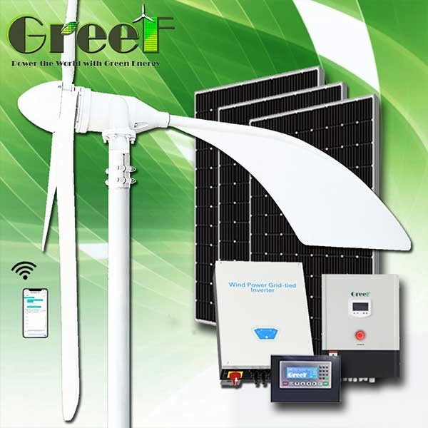 Năng lượng thay thế Hệ thống điện tuabin gió trục ngang 3 pha gắn lưới 1KW 1KW