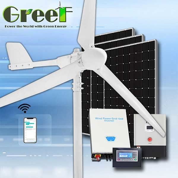 Lắp đặt trên mái nhà Tốc độ gió Grid Tie Solar Hybrid Wind Turbine System 2KW