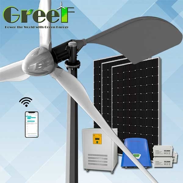 Năng lượng thay thế Hệ thống điện tuabin gió trục ngang 3 pha gắn lưới 1KW 1KW