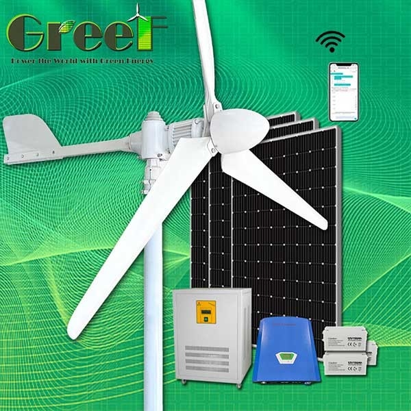 Lắp đặt trên mái nhà Tốc độ gió Grid Tie Solar Hybrid Wind Turbine System 2KW