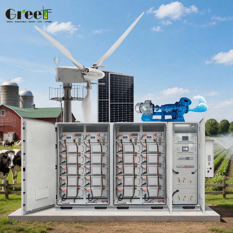 Hệ thống năng lượng mặt trời lai 100-3000kW với bộ điều khiển theo dõi gió và hiệu suất biến tần 98,3% cho Hệ thống năng lượng mặt trời lai gió