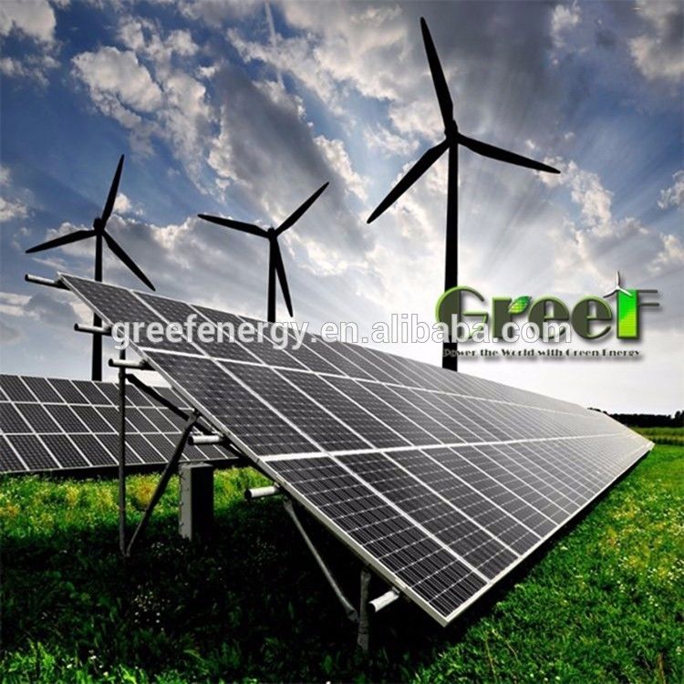 Máy phát điện tuabin gió trục ngang 3 pha trên mái nhà Hệ thống hybrid năng lượng mặt trời 2KW